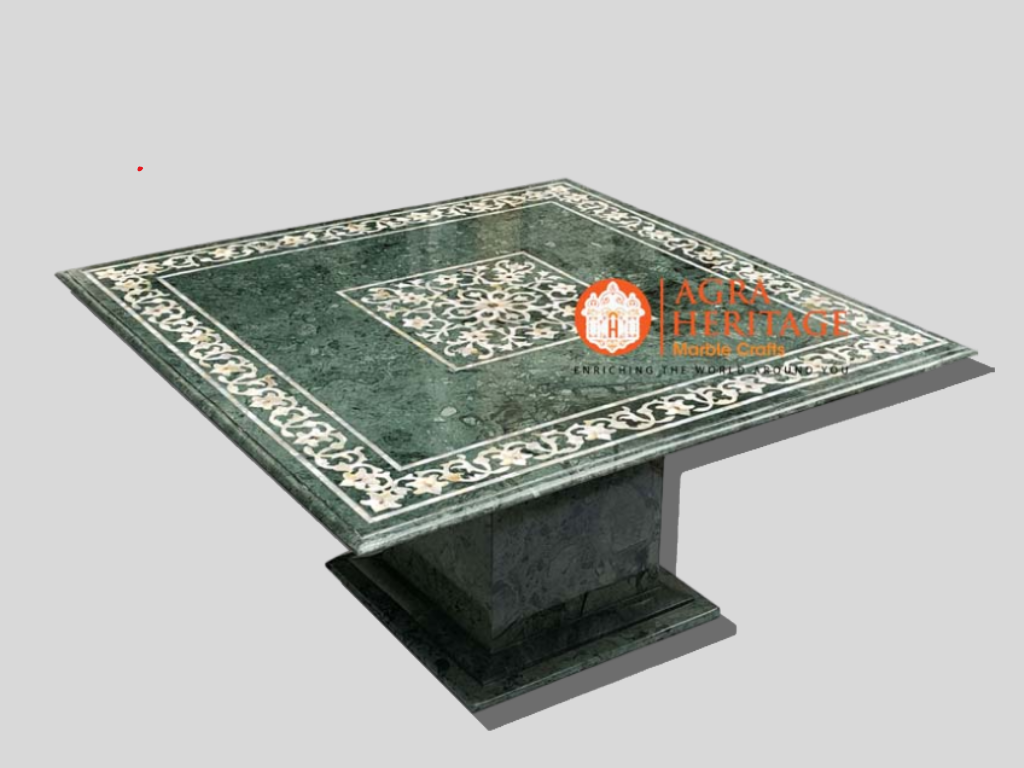 Marble Table Top Mother of Pearl Inlay With Base